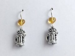 Pewter & sterling silver Beer Stein earrings-Brewery, Mug, Drinks, Brewpub,heart