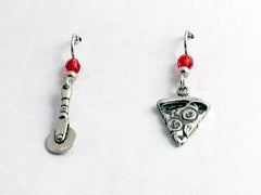 Sterling Silver Pizza Slice & Cutter dangle earrings-food- pizza pie, Pizzas,