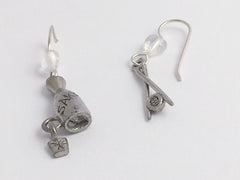 Pewter & Sterling Silver Sushi Roll with chopsticks & Sake Earrings- food, rolls