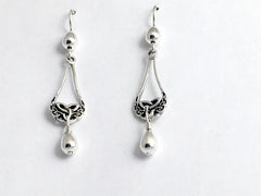 Sterling Silver Celtic long Trinity Knot dangle Earrings- knots, elongated,