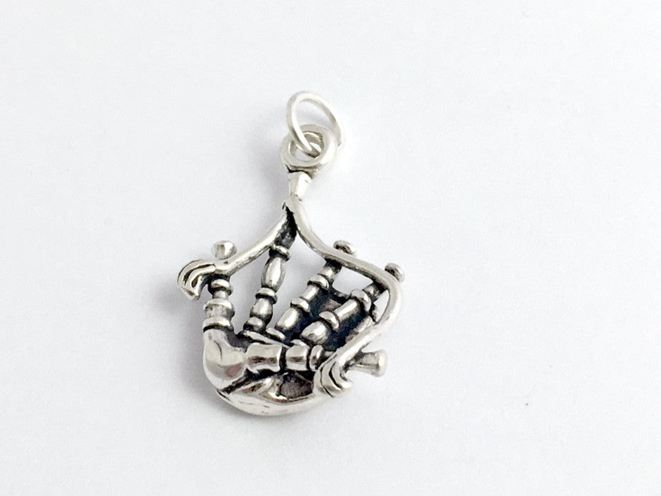 Sterling Silver Bagpipe Charm or pendant- Celtic, Music, Bagpiper, Piper, Bag
