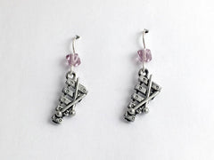 Pewter & sterling silver xylophone dangle earrings- music, band, percussion,