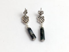 Sterling Silver & surgical steel  Celtic knot stud Earrings- Moss Agate