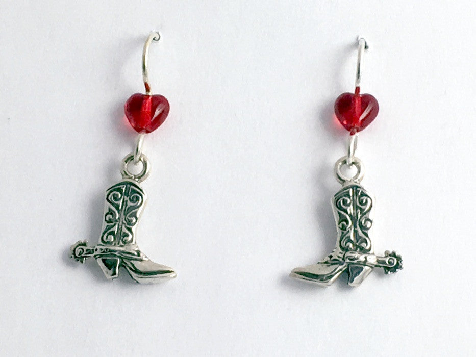 Sterling Silver Cowboy boot  w/ spurs dangle earrings- Cowgirl, boots, western