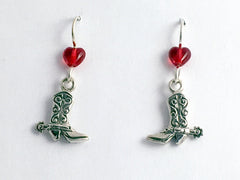 Sterling Silver Cowboy boot  w/ spurs dangle earrings- Cowgirl, boots, western