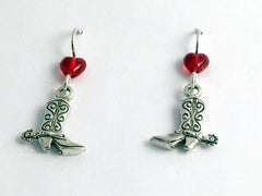Sterling Silver Cowboy boot  w/ spurs dangle earrings- Cowgirl, boots, western