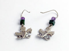 Sterling Silver Hibiscus Flower dangle earrings- Hawaii,amethyst, flowers,tropic