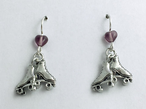 Pewter  & Sterling Silver Roller Skate dangle Earrings- Skates, Pair of, Derby