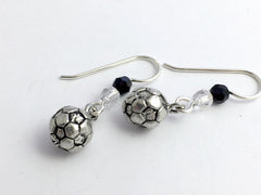 Pewter & sterling silver Soccer ball dangle earrings-team colors, balls,football