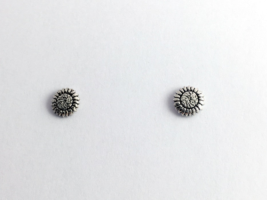 Sterling Silver and Surgical Steel small sunflower stud earrings, sun flower,