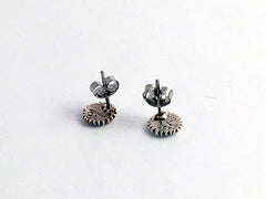 Sterling Silver and Surgical Steel small sunflower stud earrings, sun flower,