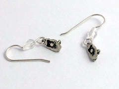 Sterling silver tiny Owl dangle earrings-birds of prey, owls, bird, glass
