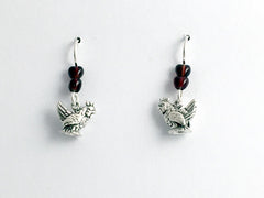 Sterling silver small Rooster or Chicken dangle earrings-bird, chickens, hen