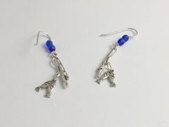 Sterling silver Fishing pole with fish dangle earrings-Rod, Angler, fisherman,