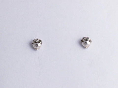 Sterling Silver & Surgical Steel acorn stud earrings-acorns, oak, tree, fall,