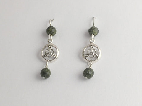 Sterling Silver Celtic Trinity Knot dangle Earrings-Russian Serpentine,Triquetra