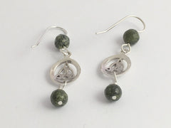 Sterling Silver Celtic Trinity Knot dangle Earrings-Russian Serpentine,Triquetra