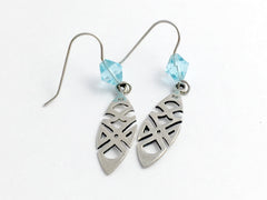 Sterling silver Tribal Celtic knot dangle earrings-aqua glass, knots, angular