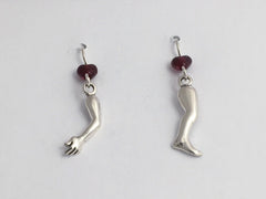 Sterling silver arm and  leg dangle Earrings-doctor, nurse, orthopedics, massage