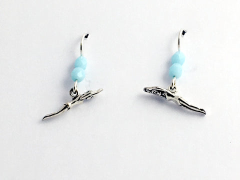 Sterling Silver small Swimmer dangle earrings-Swim, Dive, swimming,diving,pool