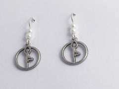 Pewter & sterling silver yoga tree pose dangle earrings- Vriksasana, position