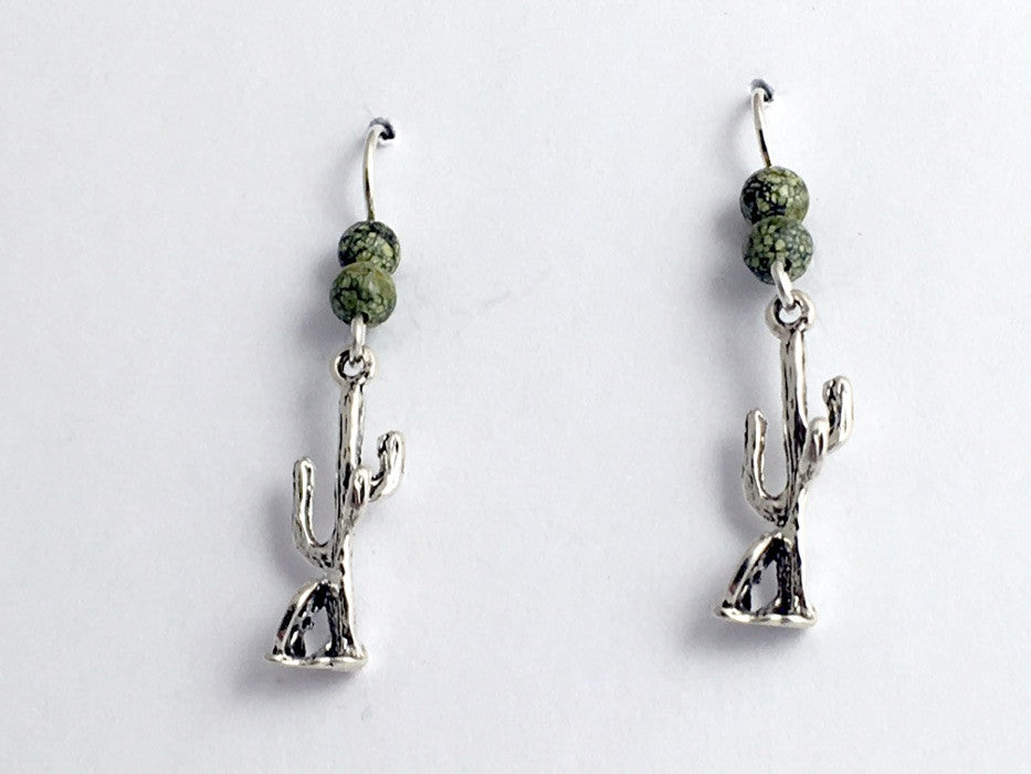 Sterling Silver Saguaro cactus dangle earrings- desert- Arizona, cacti, fruit