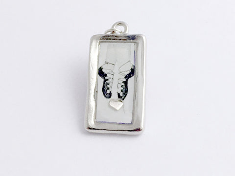 Pewter Frame with Irish Dance soft shoes and sterling silver heart print pendant-resin, Feis,