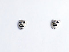 Sterling Silver medium comedy/tragedy mask stud earrings, drama, theater, acting