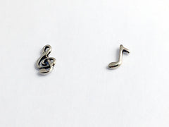 Sterling Silver Treble clef & eighth note stud earrings-music, musician, choir, singer, score