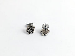 Sterling Silver and Surgical Steel Treble Clef with score stud earrings-music