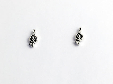 Sterling Silver and Surgical Steel medium Treble Clef stud earrings-music, choir