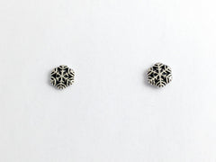 Sterling Silver and Surgical Steel small snowflake stud earrings- snow, winter