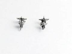 Sterling Silver & Surgical Steel sheriff badge stud earrings- star, law,sheriffs