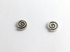 Sterling Silver & Surgical  steel spiral stud earrings-Celtic-spirals, rustic