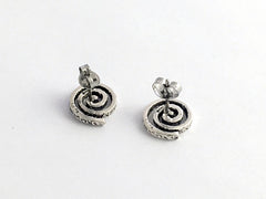 Sterling Silver & Surgical  steel spiral stud earrings-Celtic-spirals, rustic