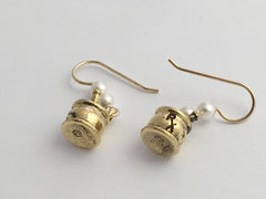 Gold tone Pewter &14k GF Earwire Pharmacist Earrings-Mortar/Pestle RX-Pharmacy