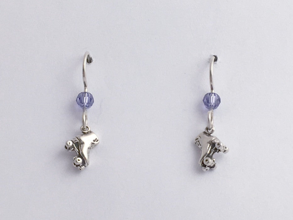 Sterling Silver tiny roller skate dangle earrings- skates, derby, team colors