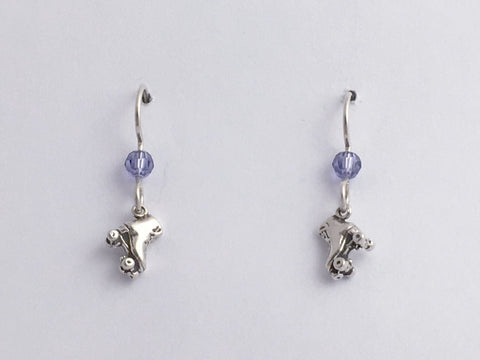 Sterling Silver tiny roller skate dangle earrings- skates, derby, team colors