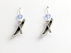 Pewter & sterling silver canoe with oars dangle earrings- canoes, paddle, boat,