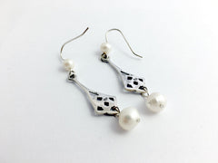 Sterling silver 4 cornered Celtic Knot dangle earrings-fw pearls-Quaternary