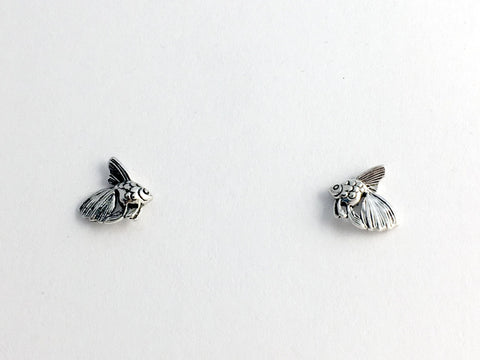 Sterling Silver & Surgical Steel Fancy Goldfish stud earrings- Veiltail, Ryukin, fish