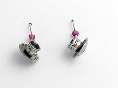Pewter & sterling silver 3-D tea cup & saucer dangle earrings- teacup, tea cups