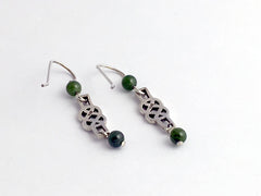 Sterling Silver rectangular Celtic Knot dangle Earrings-jade beads, Knots,