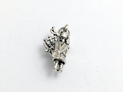 Sterling Silver Bagpiper Charm or pendant- Celtic, Music, Bagpiper, Piper, Bag
