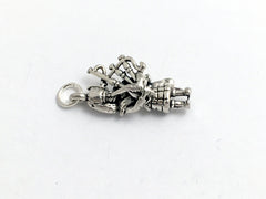 Sterling Silver Bagpiper Charm or pendant- Celtic, Music, Bagpiper, Piper, Bag