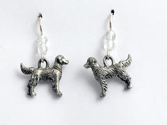 Pewter & Sterling Silver Golden Retriever dog earrings-Labrador, Labs, dogs, lab