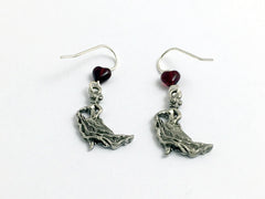 Pewter & sterling silver Flamenco Dancer dangle earrings- Spanish dance, lady