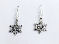 Sterling Silver lacy Snowflake dangle earrings-holiday, winter, snow, snowflakes