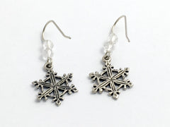 Sterling Silver lacy Snowflake dangle earrings-holiday, winter, snow, snowflakes