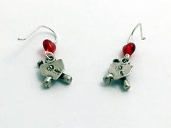 Sterling silver small Baseball dangle Earrings-bat, ball, base,team colors,sport